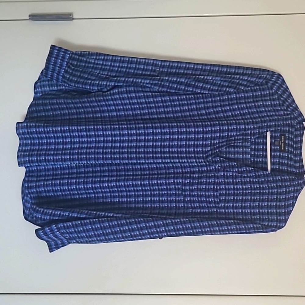 blue and black pattern blouse